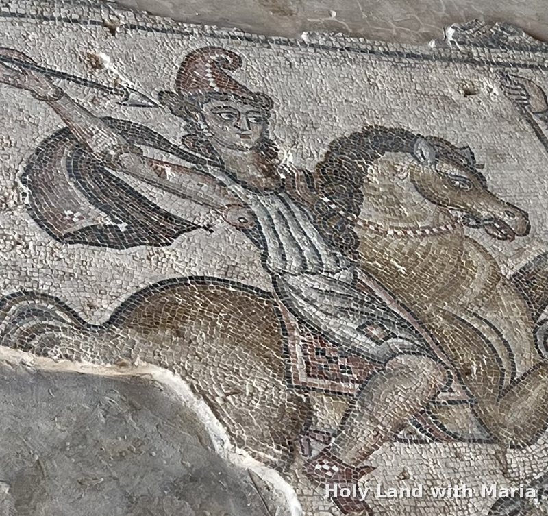 A mounted Amazon on the mosaic floor at Sepphoris (Tzippori)