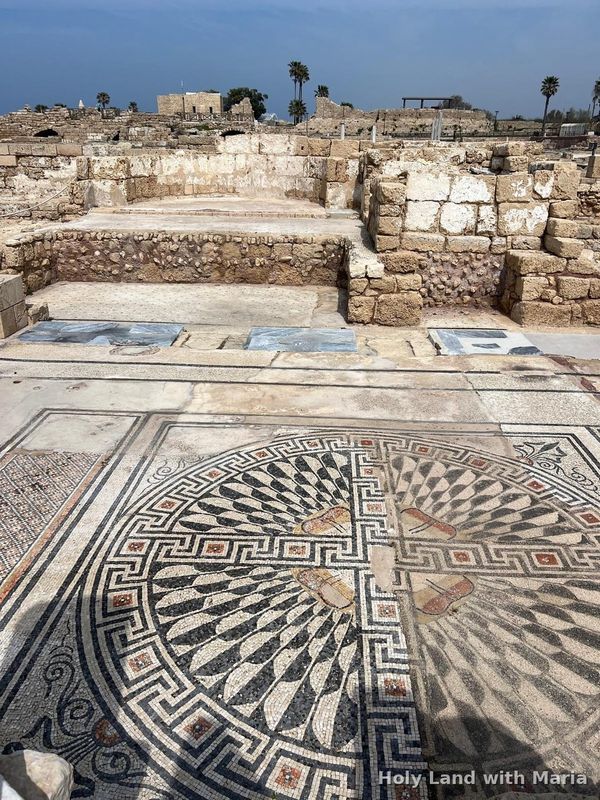 Geometric mosaic pavement at Caesarea