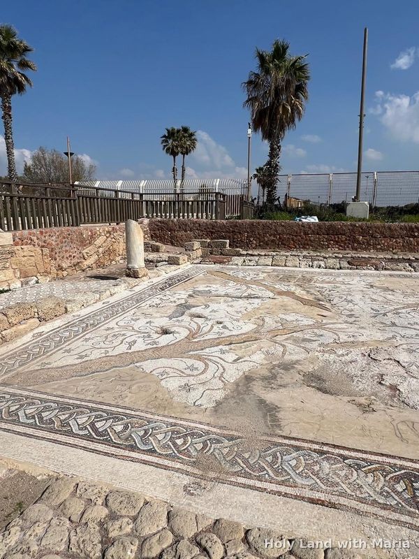 Mosaic pavement among the ruins of Caesarea