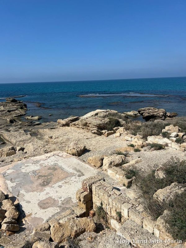 Roman ruins at the water's edge in Caesarea