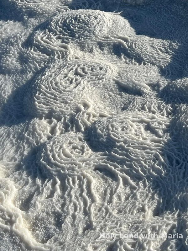 Patterns of salt on the surface of the Dead Sea