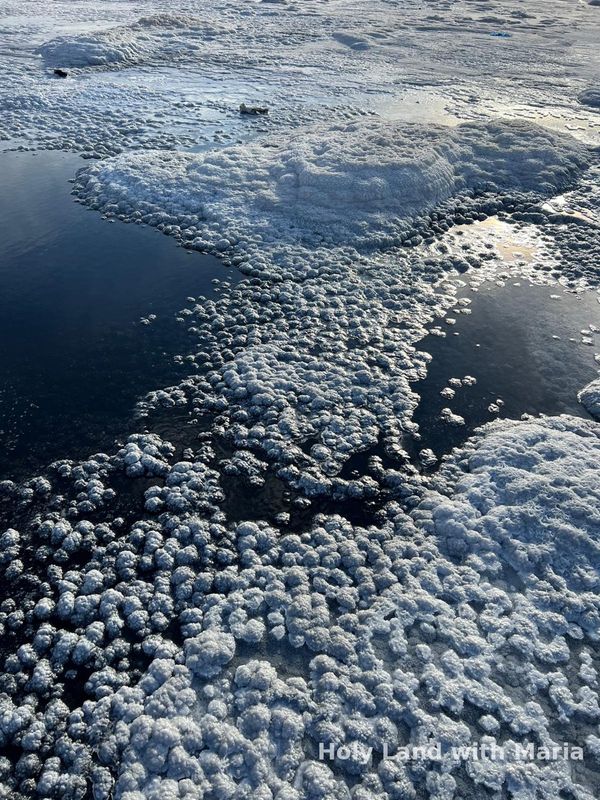 Salt crystals in the water of the Dead Sea