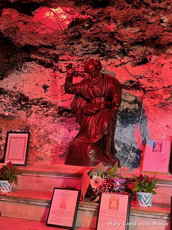 Statue of the prophet Elijah in the grotto below the Stella Maris church, Haifa