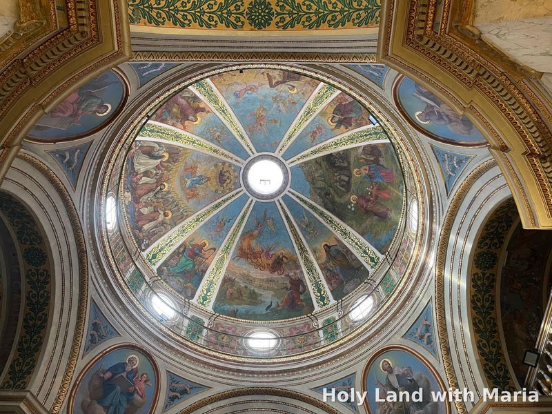 Painted dome of the Stella Maris Carmelite church on Mount Carmel