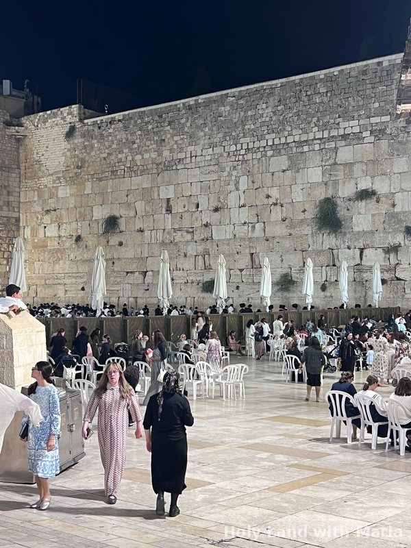 The women's section of the Western Wall plaza on a summer evening, Jerusalem
