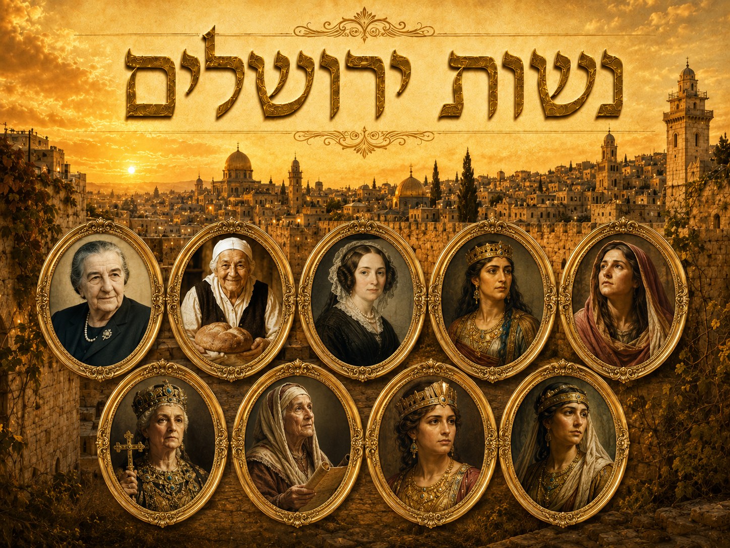 סיור נשות ירושלים: גולדה מאיר, יהודית מונטיפיורי, בובה קרישה ברמן, מרים החשמונאית, מרים המגדלית, הלנה, ברניקי, שלומציון המלכה, אסתר ציילינגולד, חולדה הנביאה ופרנציסקה ברוך